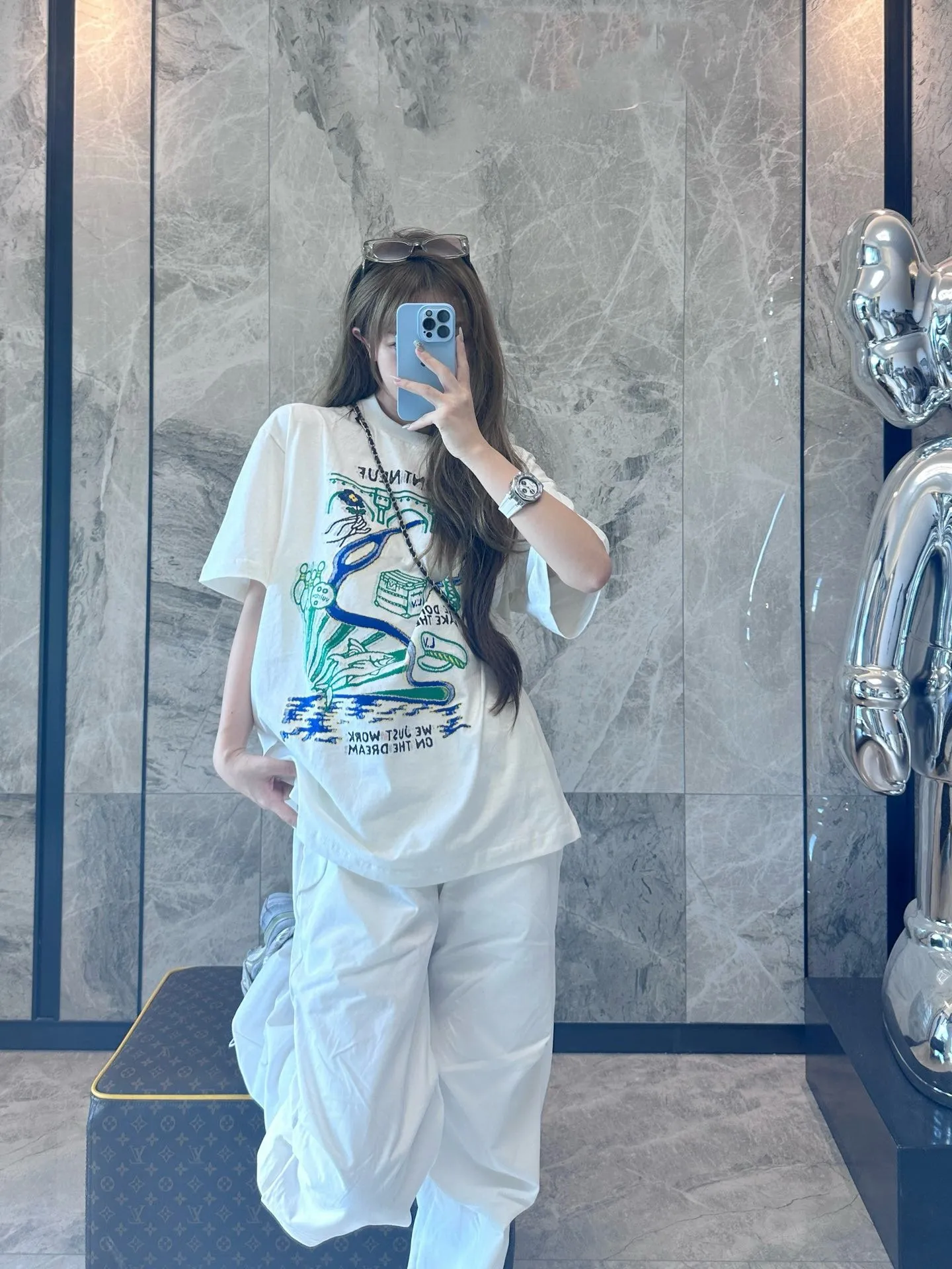 Louis Vuitton/Louis Vuitton 25ss multi-element printed short sleeves